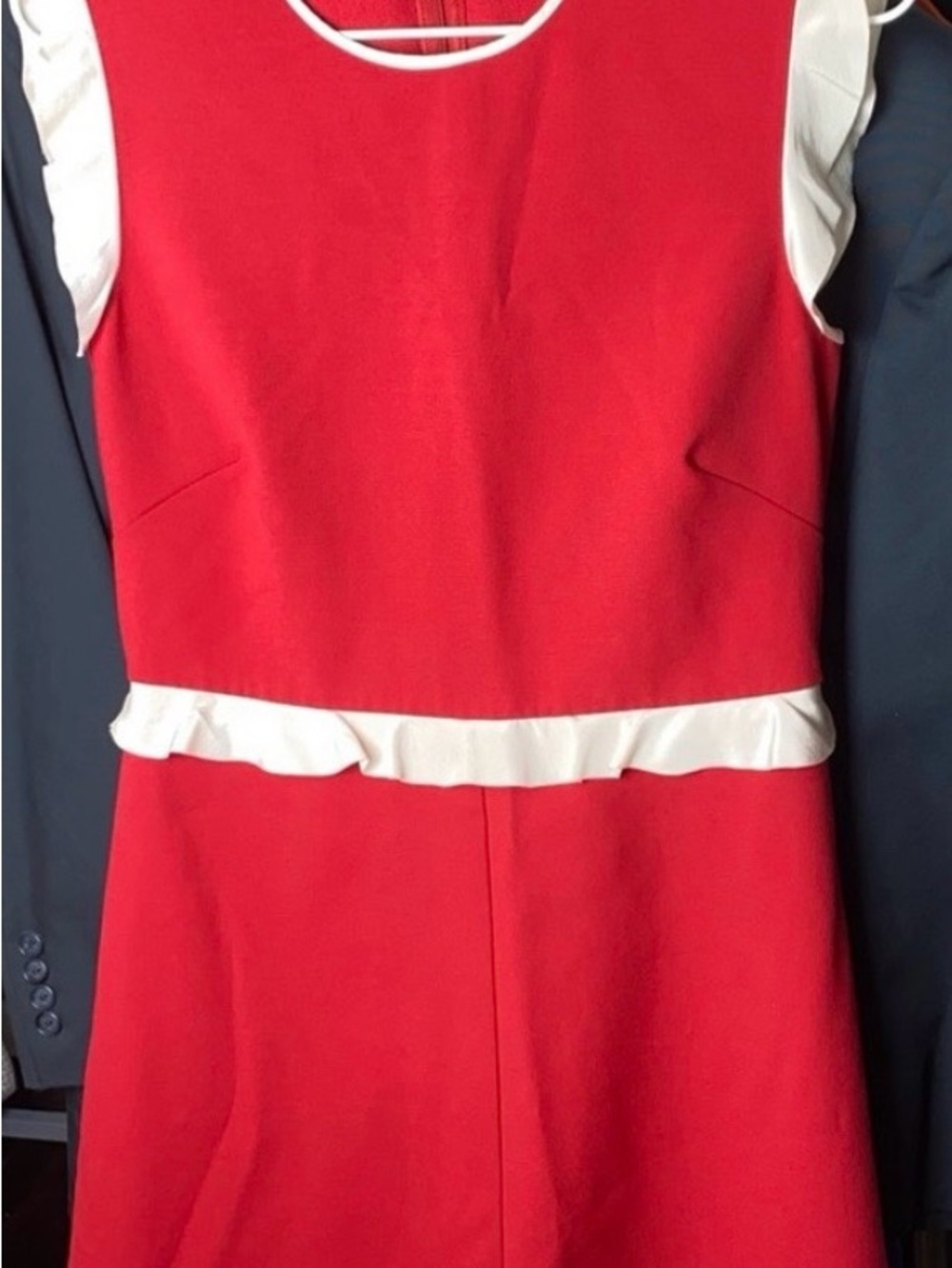 RED Valentino Red Mini Dress with White Ruffle Detail